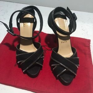 Louboutin Zoupi Ankle Wrap Platform Zipper Heels